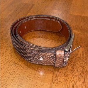 Textured Leather Belt, 43”. Made in Spain.